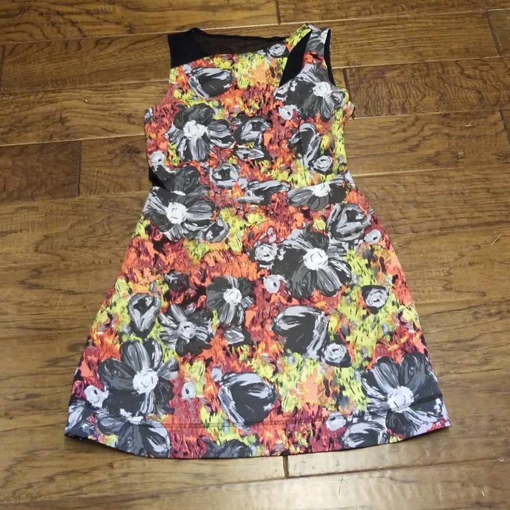 Black Floral Dress mesh cutouts Rachel Roy - Picture 1 of 5